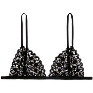 KIKI DE MONTPARNASSE 'Miel' Stretch Lace Soft Triangle Bra Black Small - NWOT